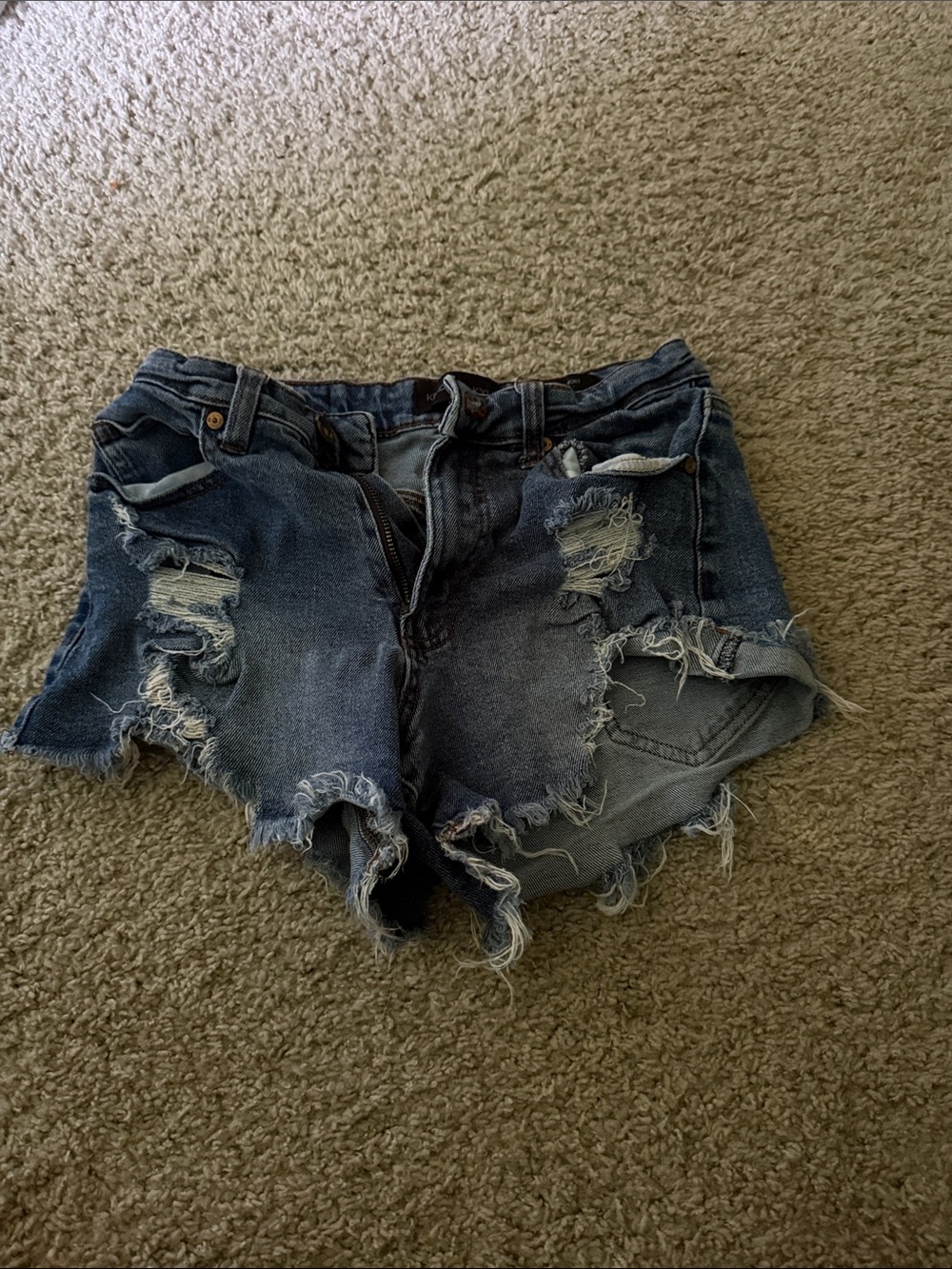 Distressed Women's Denim Shorts - Dark Blue